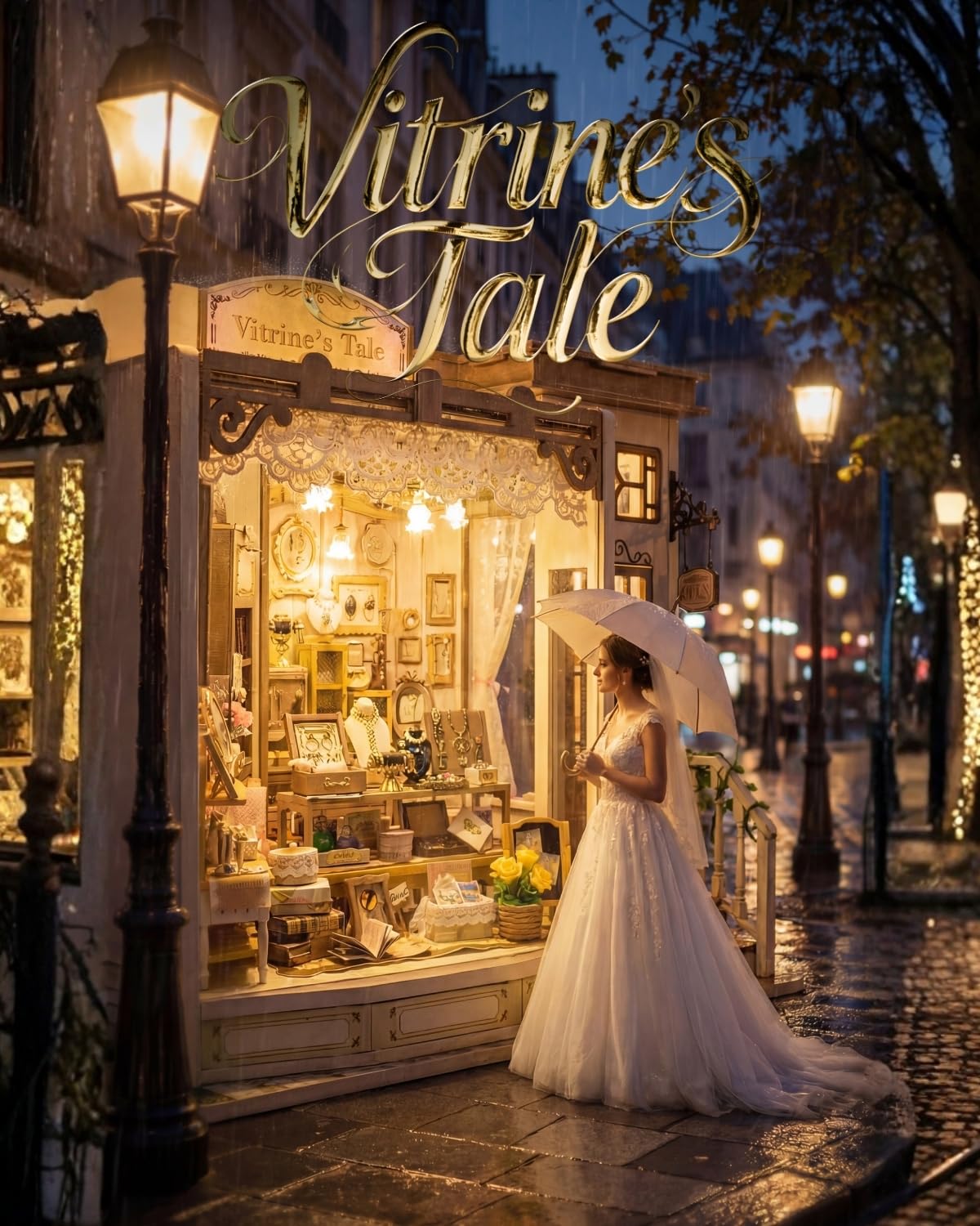 Vitrine's Tale - Kit de casa en miniatura con luz LED - Kit de casa de muñecas - Rompecabezas 3D de madera para casa de libros, rincón de Halloween, cumpleaños para mujeres