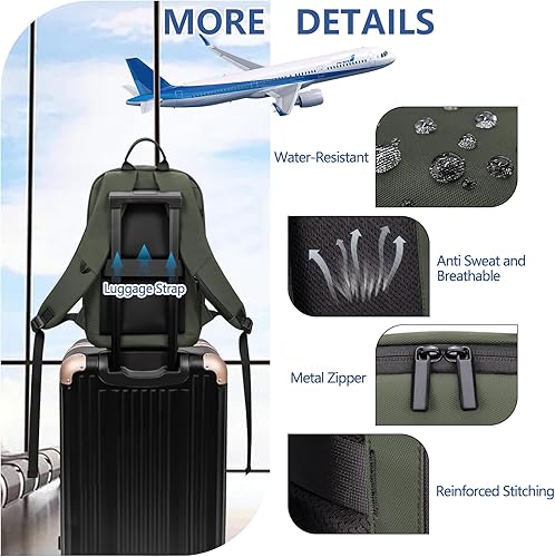 Miniatura 5 de Mochila de negocios para hombre, mochila ligera para computadora portátil de viaje, mochila antirrobo resistente al agua para computadora de 17.3