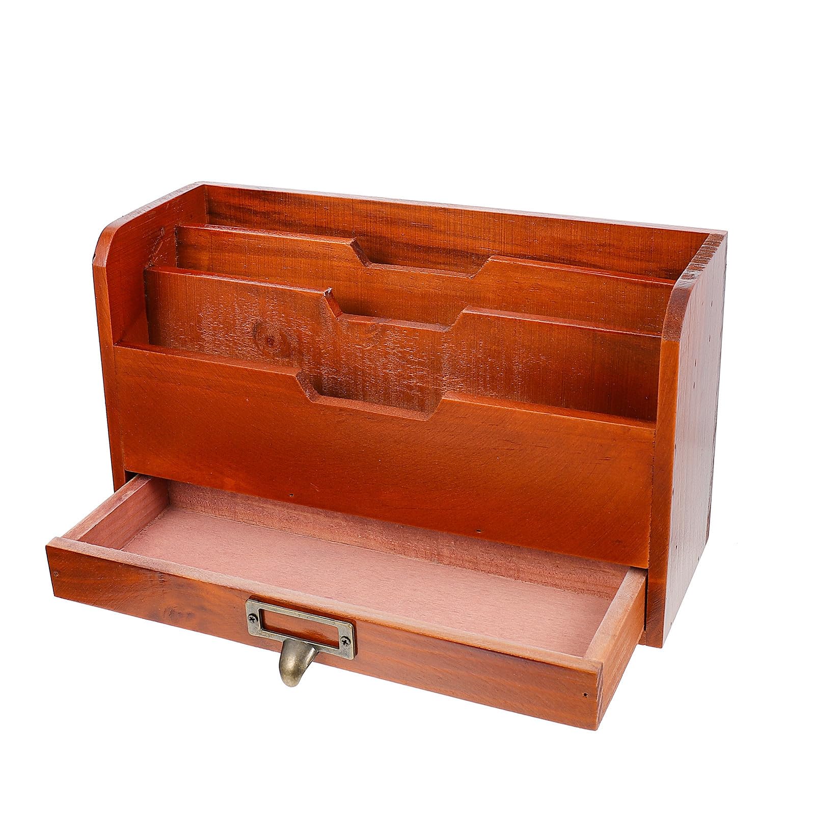 SHERCHPRY Multifunktionale Holz Aufbewahrungsbox mit Schubladenstruktur Stapelbar und Starke Tragfähigkeit Braune Kleinigkeitenbox für Kosmetik und Büroorganisation