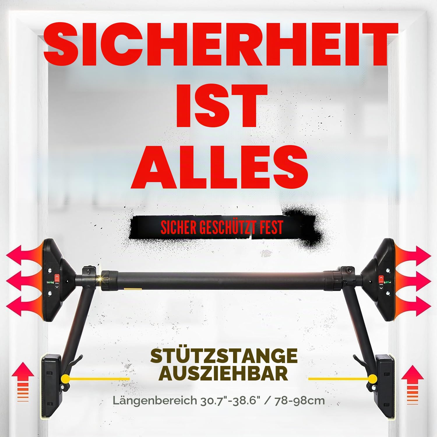 Klimmzugstange/Klimmzugstange Oberkörper-Workout-Stange, super belastbar: Doppelte Sicherheitsverriegelung, Zwei-Wege-Unterstützung, Fitness-Krafttrainingsgerät