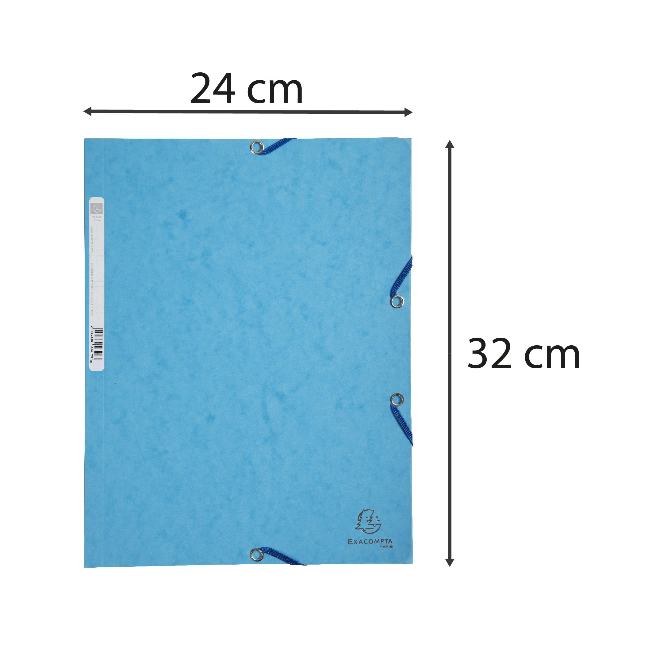 Exacompta - Réf. 55519E - Carton de 25 chemises à élastiques - pochettes 3 rabats - en carte lustrée 400 g/m2 - dimensions 24 x 32 cm pour documents au format A4 - couleur turquoise