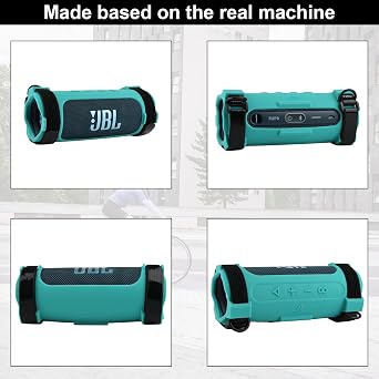 Silicone Case Cover Compatible with JBL Flip 6 Speaker, Protective Case JBL Flip 6 Travel Speaker Sleeve with Shoulder Strap and Bike Strap for Bike Golf Cart Railing (Light Green)