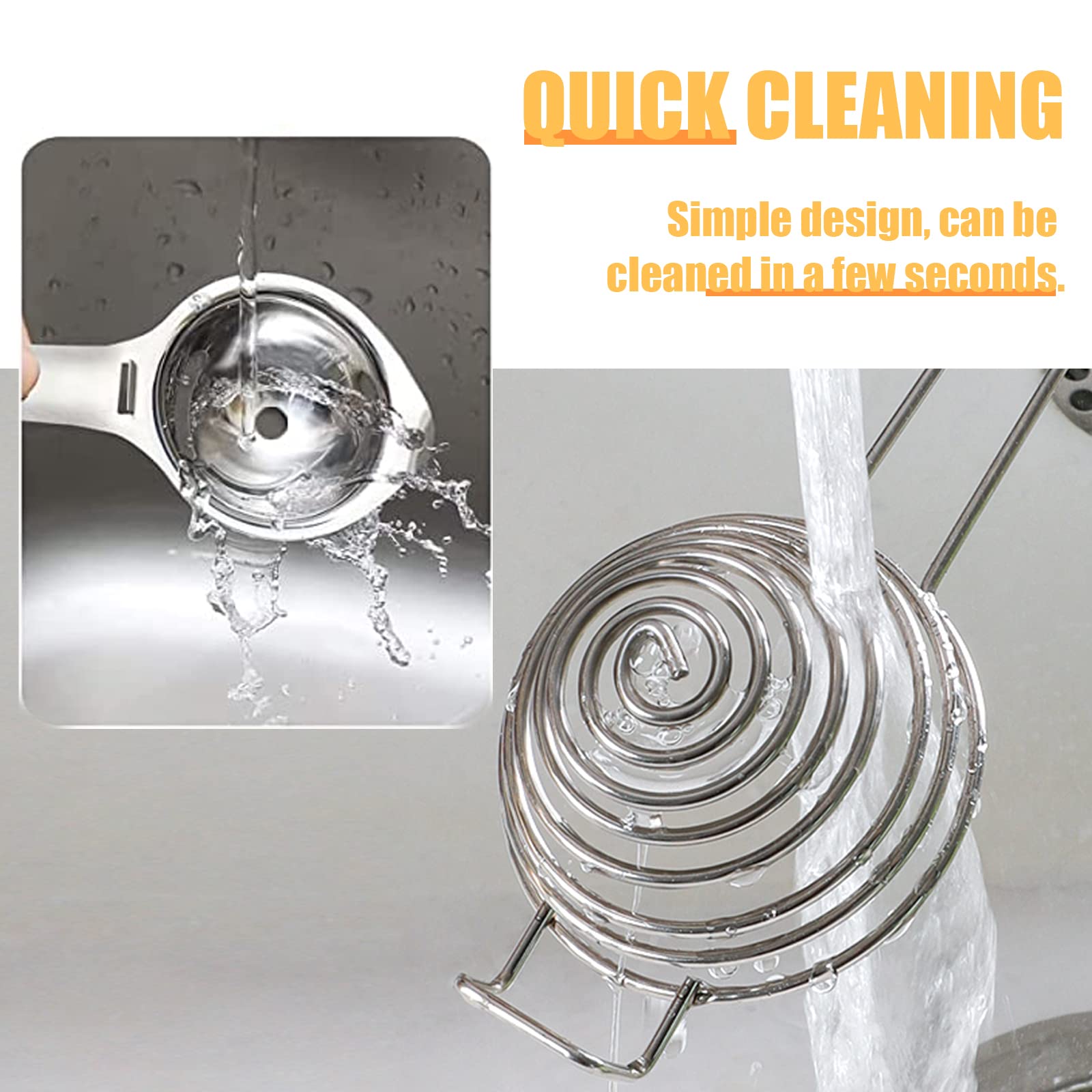 Separador de Huevo de Acero Inoxidable 2 PCS Extractor de Clara de Huevo para Cocina