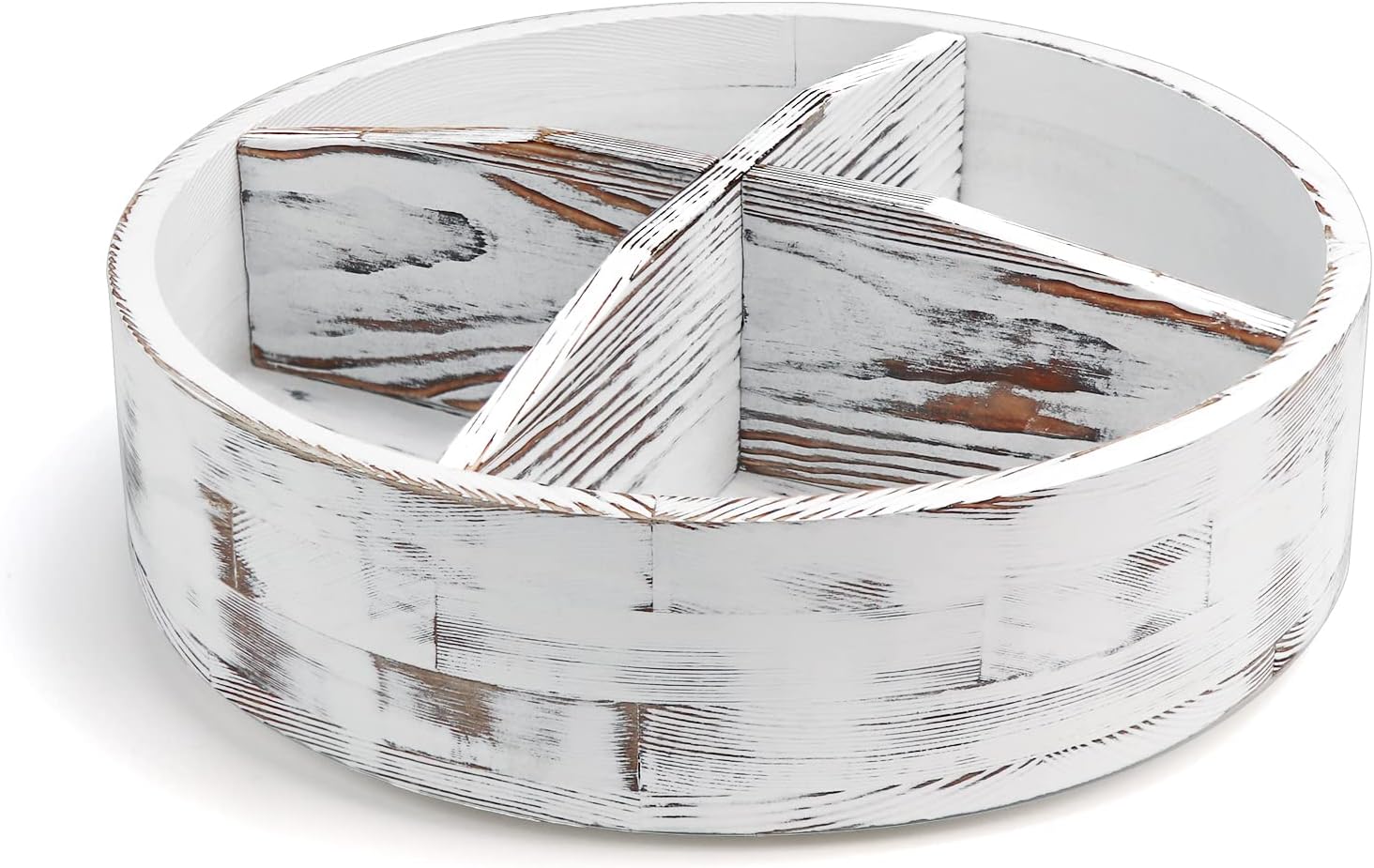 FTUREERA Lazy Susan Organizer, 12 Inch Rustic Wood Lazy