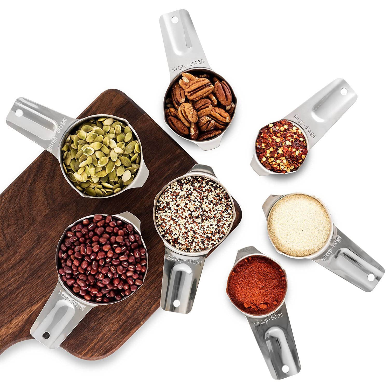 Lot de 13 Tasses et Cuillères à Mesurer en Acier Inoxydable 304 (18/8) Empilables Ustensiles de Cuisine Cuillère à Thé Carrée Robuste pour Séchage Humide