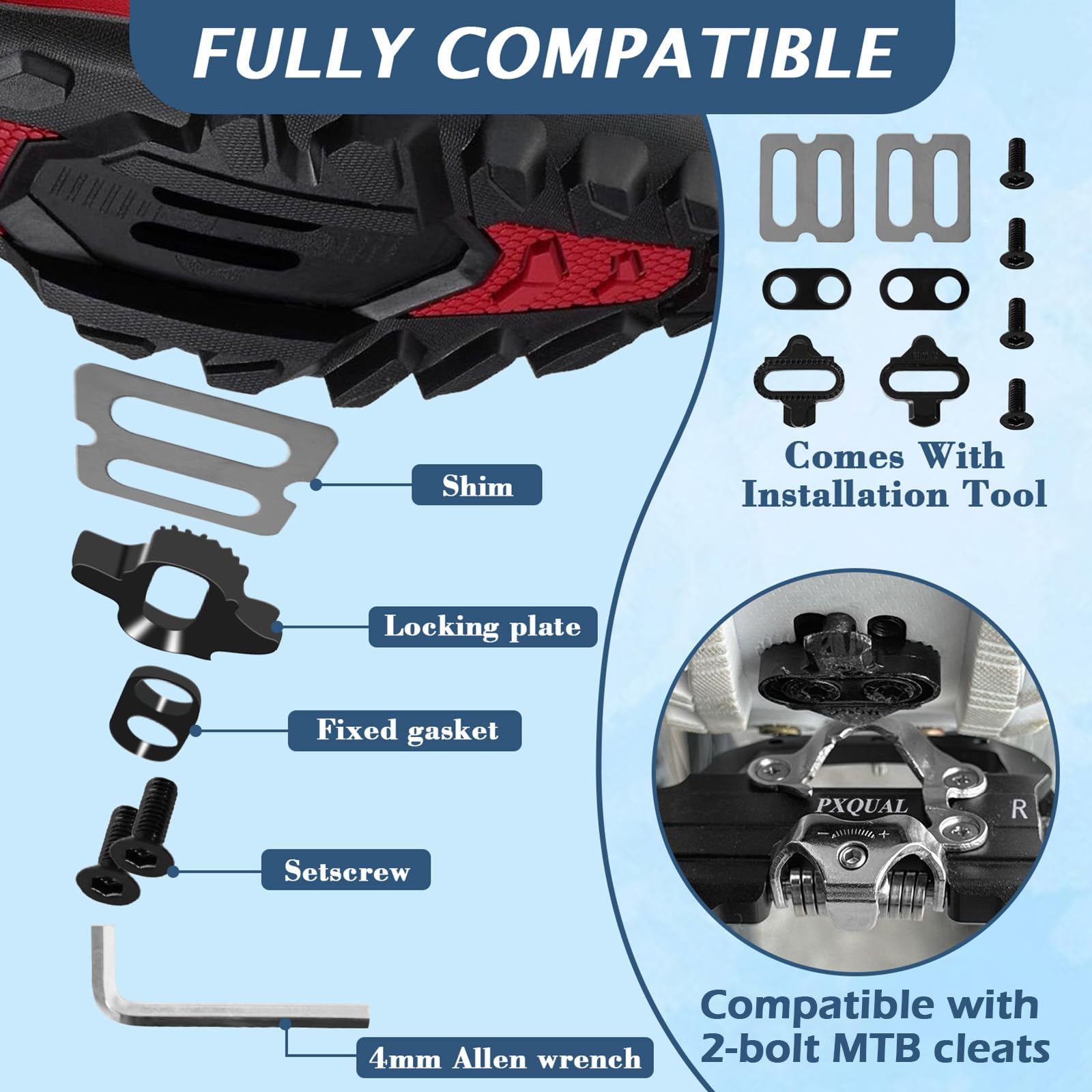 SPD Pedals - Pedales MTB de 9/16 pulgadas, color negro, pedal ligero de doble cara sin clips/plano MTB - Acero cromado, rodamientos sellados y carcasa de aluminio CNC, pedal de bicicleta de