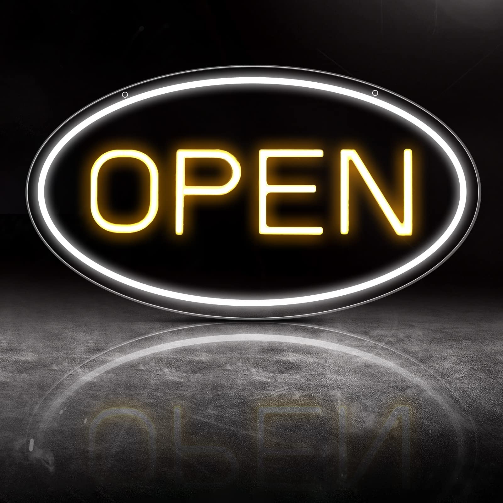 BPA Open Word Sign, Neon LED, Decor, Silicone&Plastic, Gold, 40x20 cm