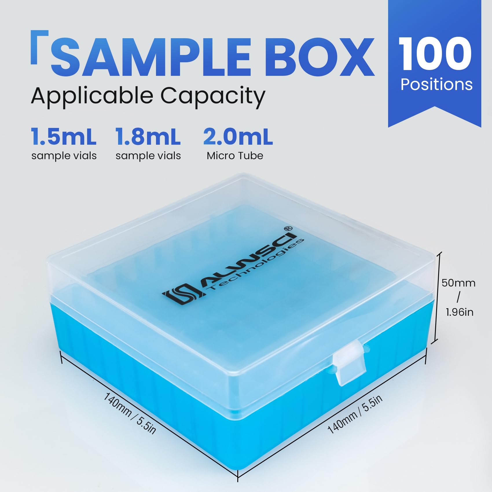 ALWSCI Contenitore per Microprovette 100 Pozzetti, Rack in Polipropilene con Chiusura a Chiave per Provette 1,5/1,8/2mL, Blu