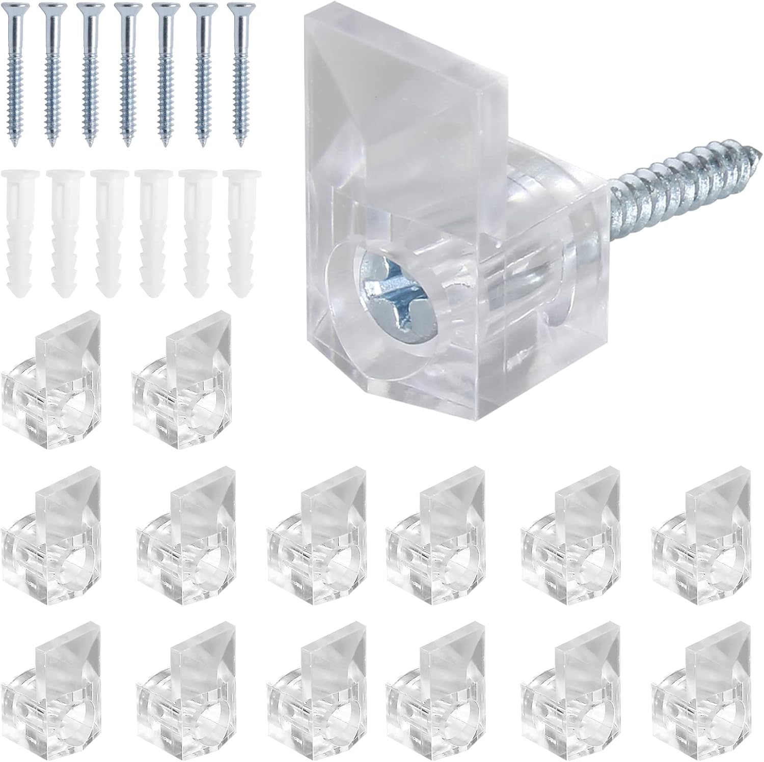 Biaungdo 30 Pcs Glass Retainer Clips, Clear Plastic Glass Door