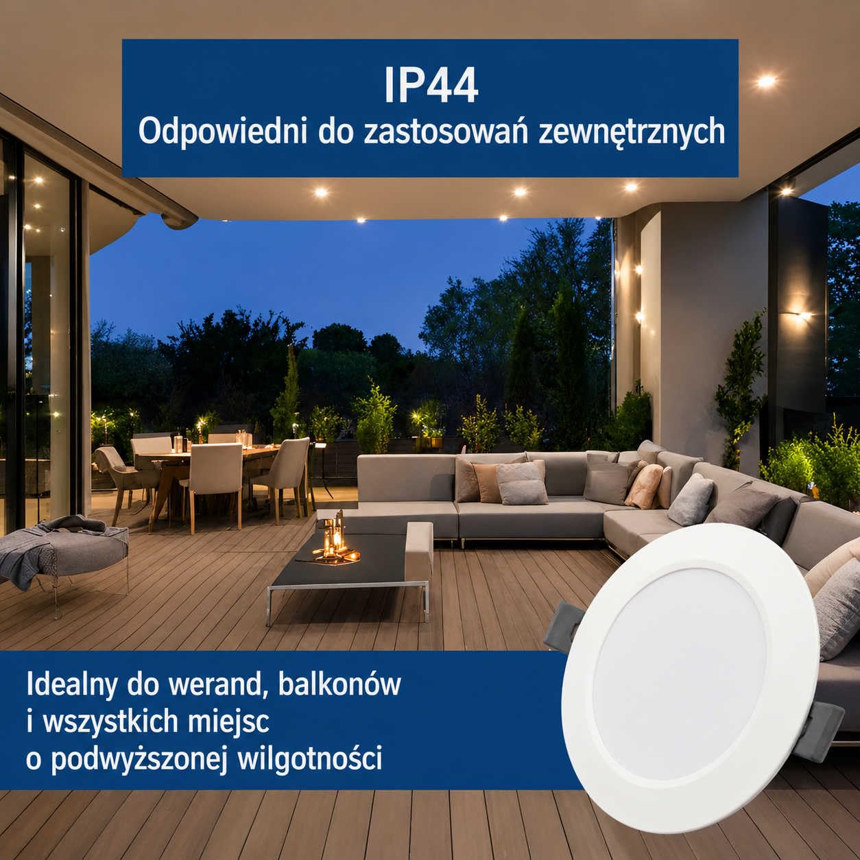 Sigmaled Lighting 6x Oprawa LED wpuszczana 18W 1850lm, IP44 do wnętrz i na zewnątrz pod zadaszeniem, 3000K 4000K 6000K, ultra cienka do karton-gipsu, otwór Ø187-210 mm, 220-230V