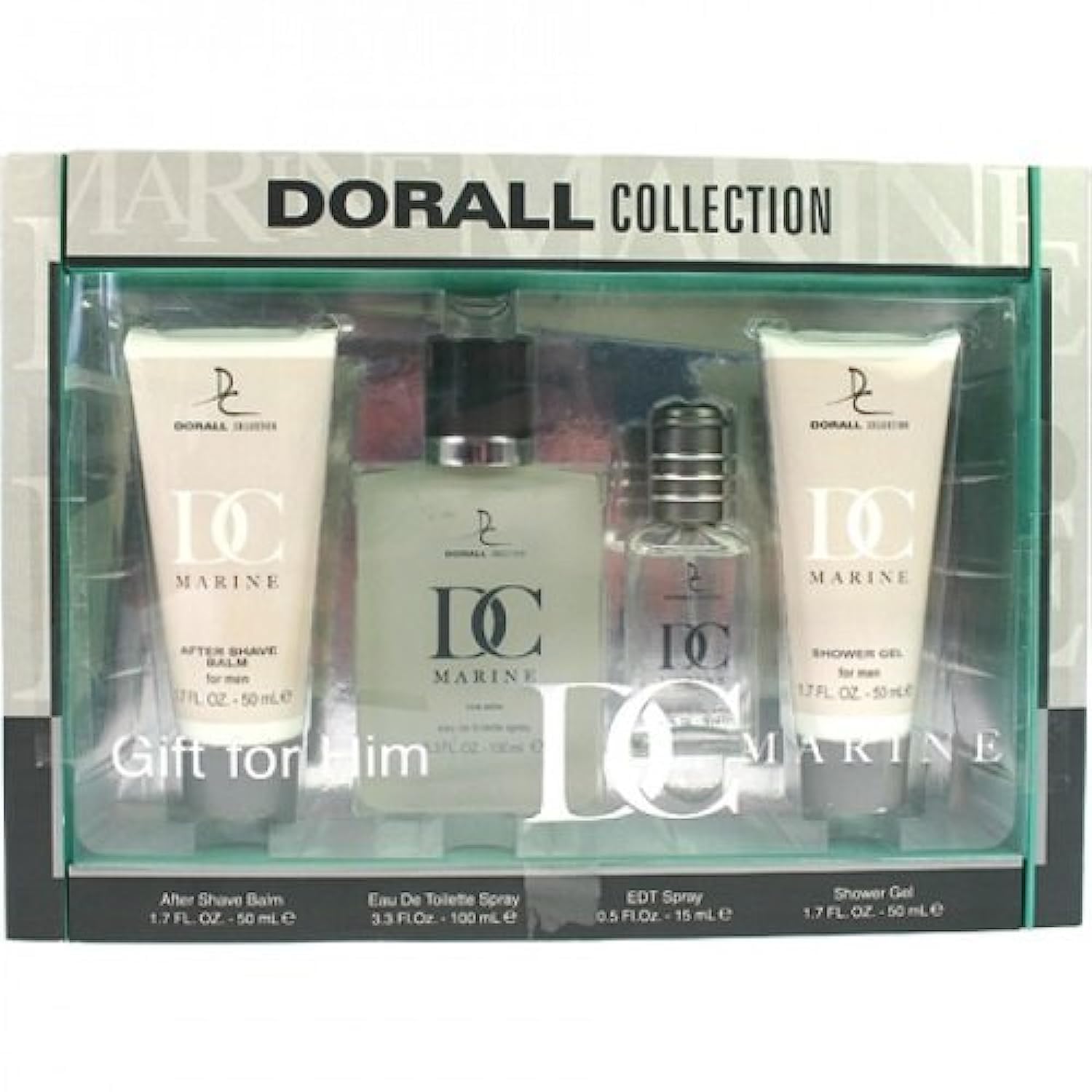 DC Marine Perfume Gift Set for Men (Eau de Toilette 100ml + Eau de Toilette 15ml + Shower Gel 50ml + After Shave 50ml) Gift for Him