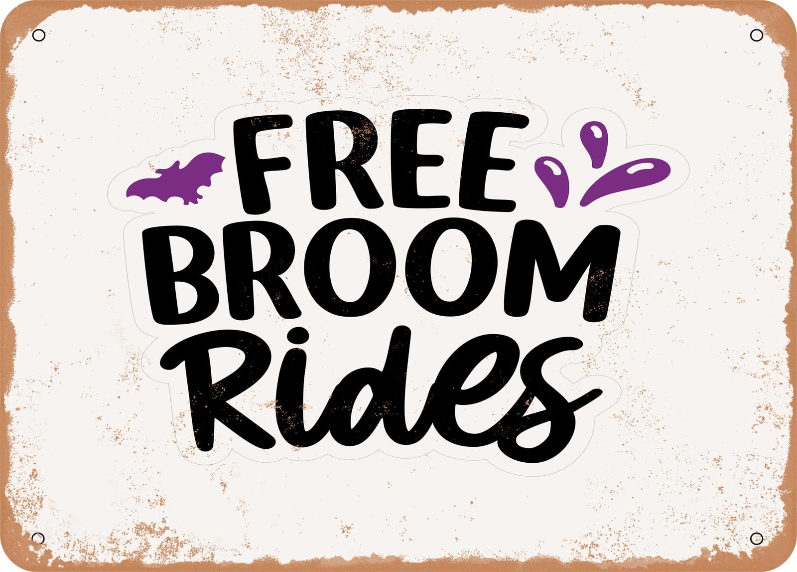 Miaomansenstore Metal Sign - Free Broom Rides - 3 - Vintage Look Sign Home Decor