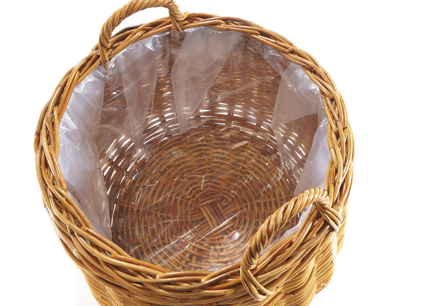 Kobolo Pflanzkorb rund Ø 48 cm braun, geflochtener Rattan Übertopf mit Folie, Pflanzkübel & Blumenkorb für Zimmerpflanzen, stabil & dekorativ, Blumentopf für den Innen- und geschützten Außenbereich