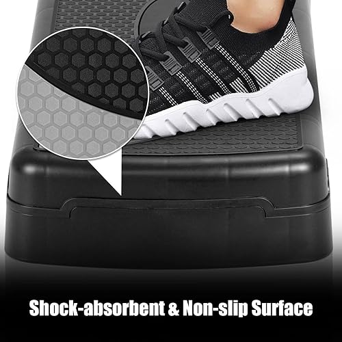 Miniatura 3 de Costway - Plataforma de step de 27 pulgadas con suplementos elevadores ajustables desde 4 a 6 pulgadas - Sistema de ejercicio aeróbico para el hogar