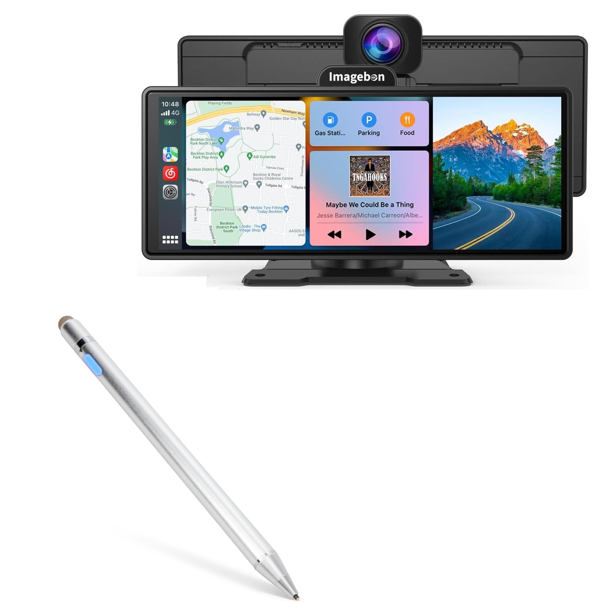 BoxWave Stylus Pen Compatible with Imagebon Wireless Apple Carplay & Android Auto (9.3 in) - AccuPoint Active Stylus, Electronic Stylus with Ultra Fine Tip - Metallic Silver