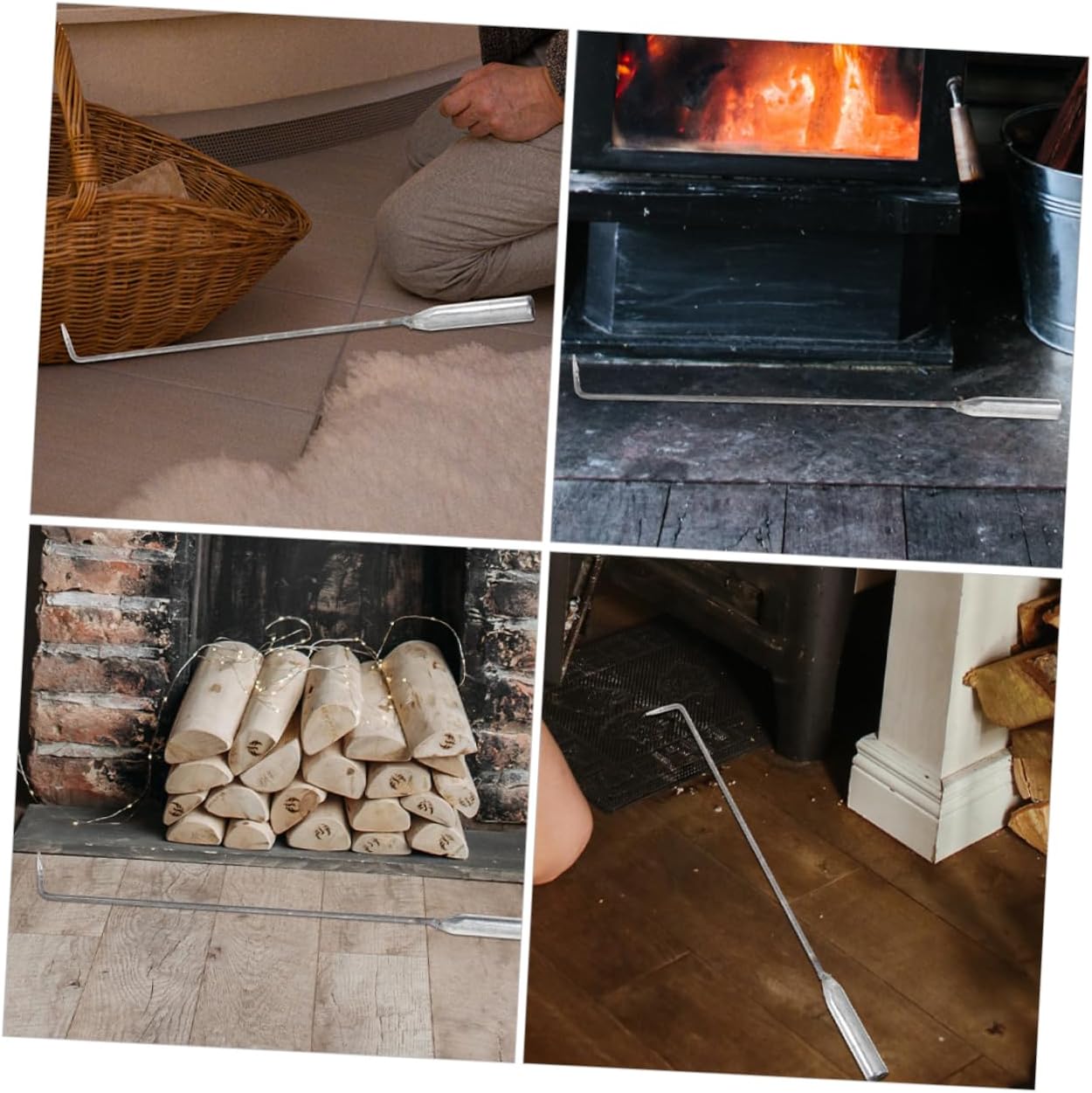 3pcs Iron Fireplace Poker for Outdoor Fire Pits and Camping Hook Tools for Management Lightweight and Portable Design