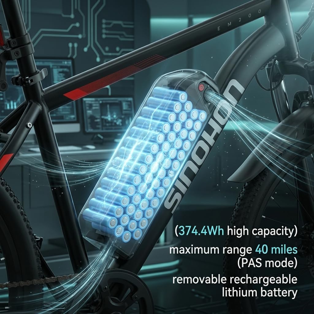 HLOIE SINOHON 26" Electric Bike for Adults and Teens 1000W Peak Motor 22 MPH Speed Ebike, Up to 40 Miles Range Lion Battery, Commuter E-Bike for Men Women, UL 2849 Certified