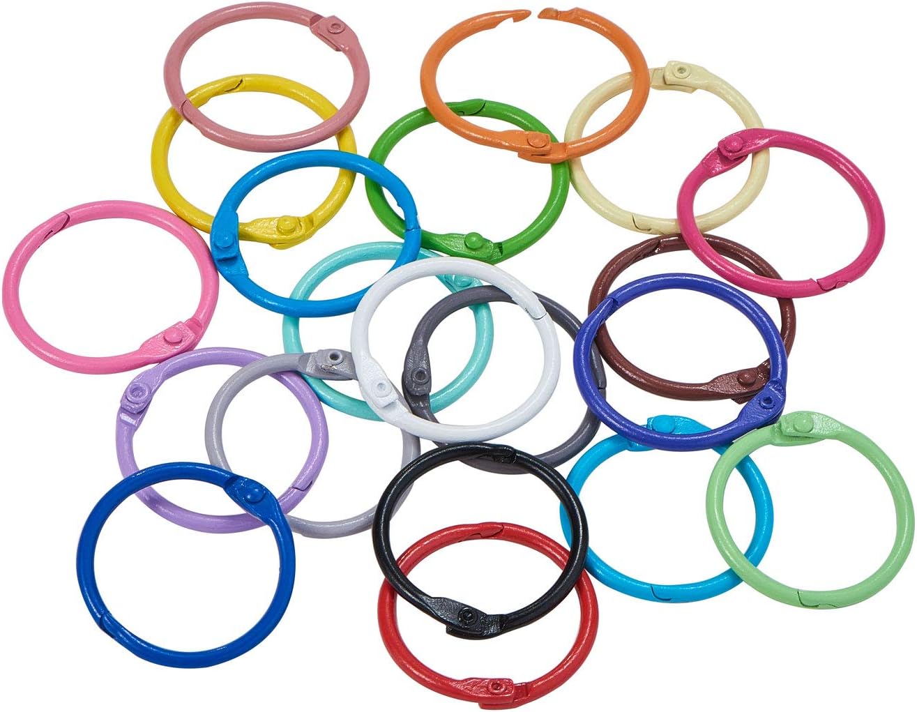UR URLIFEHALL 20 Pcs 30.5mm Loose Leaf Binder Rings Book Rings Mixed Colors Metal Rings with Storage Box for Office School Home