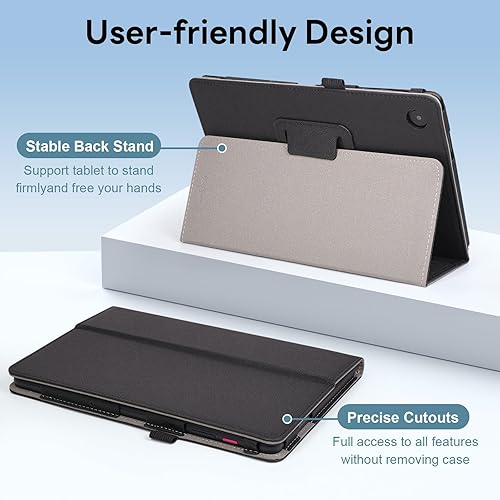 Miniatura 2 de RSAquar Funda para T-Mobile Revvl Tab 5G 2023 lanzada, funda de poliuretano premium con encendido automático, correa de mano y soporte plegable,