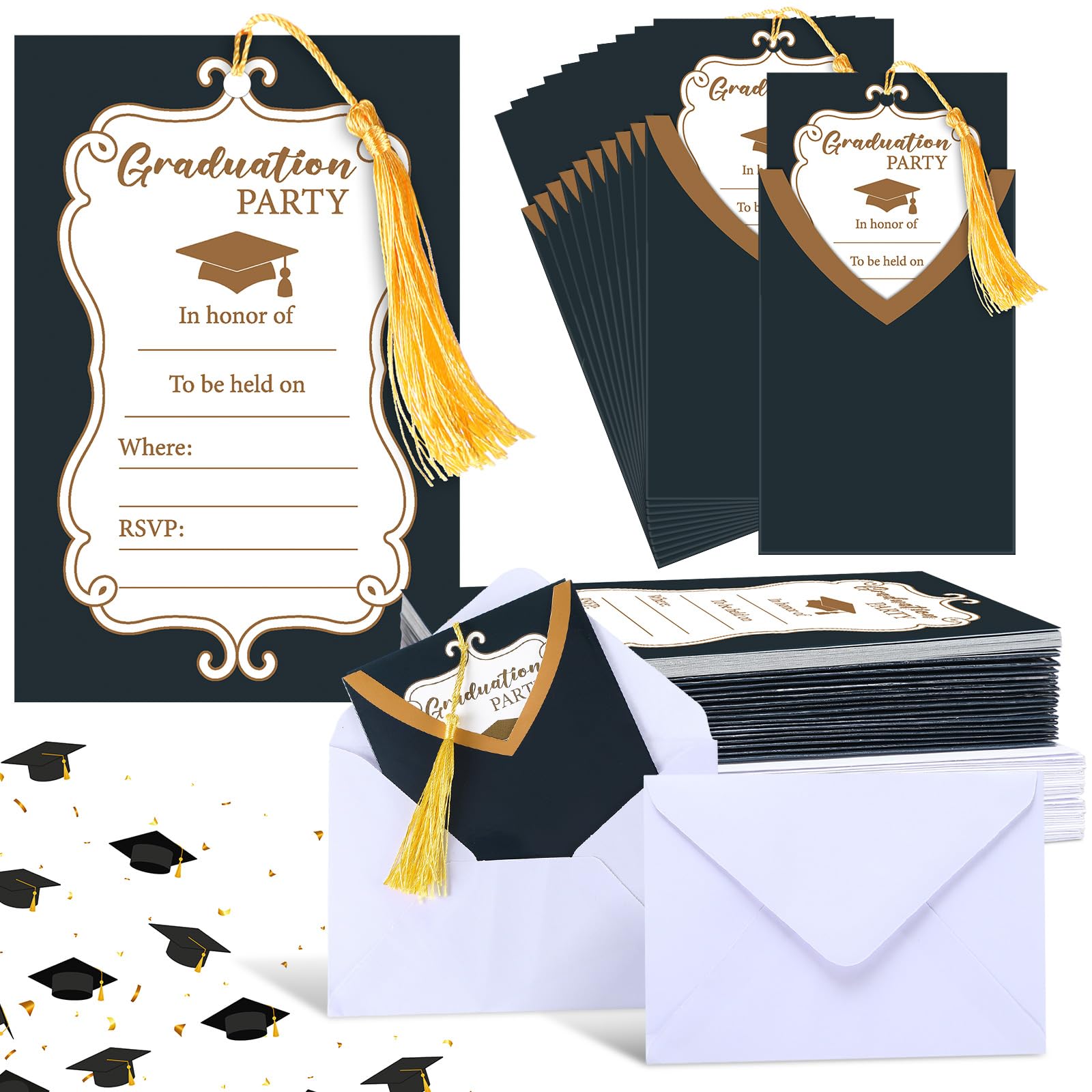 MotiMind 24 Set Graduation Party Invitations Cards with Envelopes Class of 2026 Graduation Invitations Cards with Tassel Congrats Announcements Invite