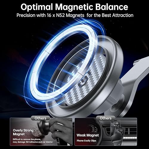 Vista 21 de SYNCWIRE Se adapta a MagSafe - Soporte de automóvil para tablero universal, pantalla Tesla, soporte magnético para teléfono para automóvil, brazo