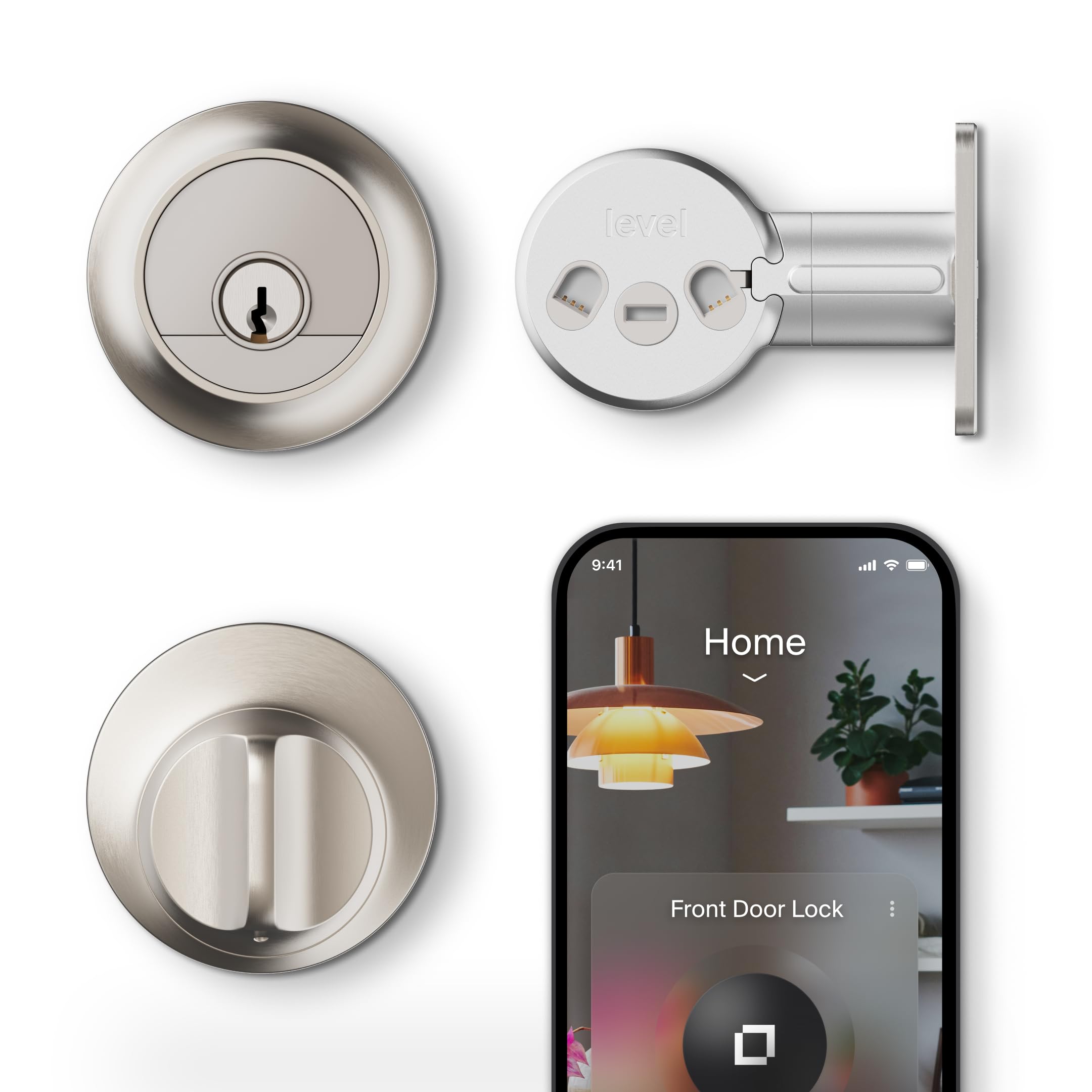 Photo 1 of Level Lock Pro - World’s Smallest, Fastest, Innovative Smart Lock - Matter-Over-Thread Deadbolt Plus Apple Home Key - Keyless & Remote Access via Apple, Alexa, Google Home, SmartThings (Satin Nickel)