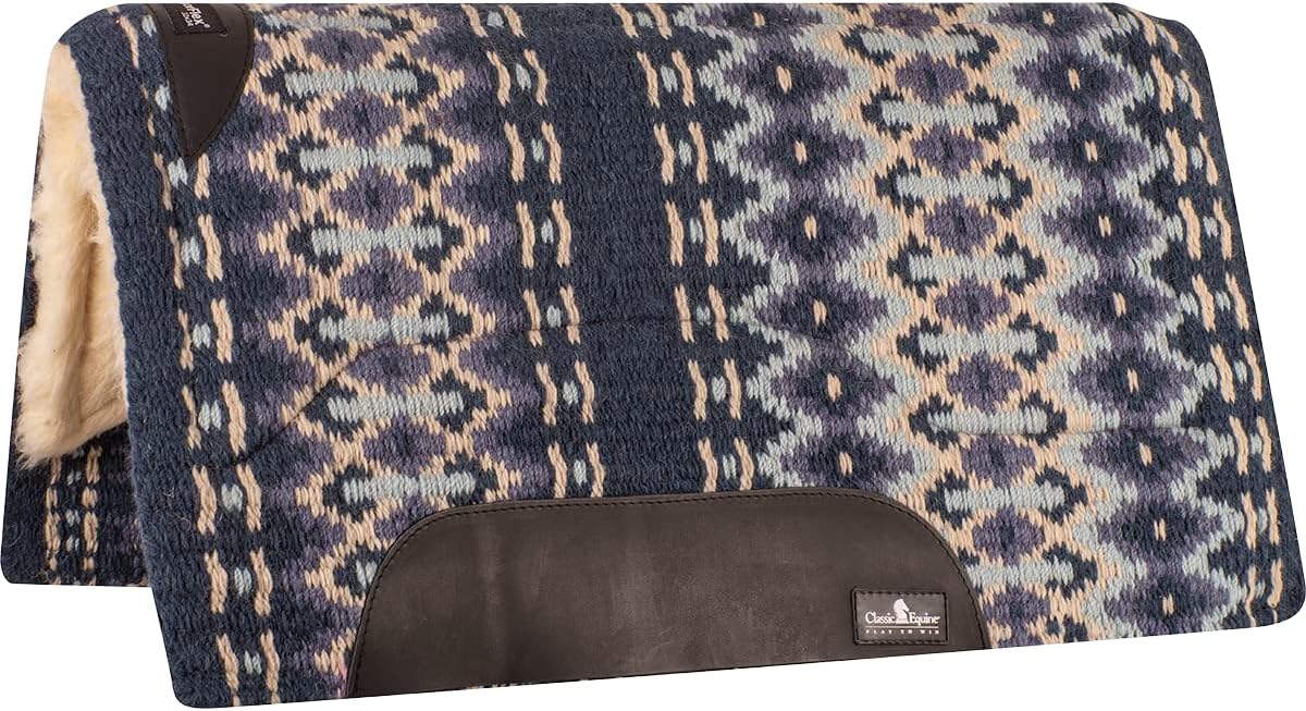 Classic Equine 32x34 SensorFlex Wool Top 3/4in Saddle Pad Navy/Blue 32X34
