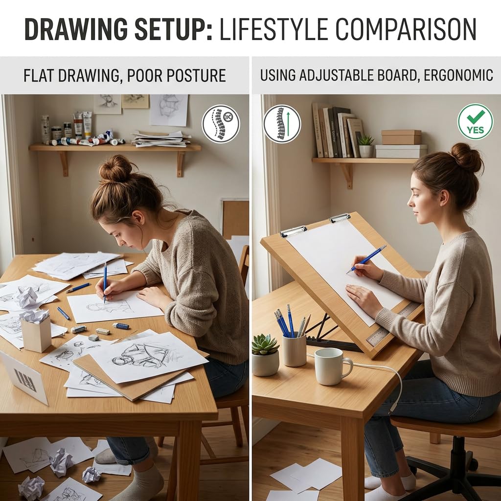 Isomars Drawing Board - Table Model Foldable Board with Clips - Drawing & Drafting Board (A3 (16 x 21 inches) | Ideal for Artists & Professionals 1
