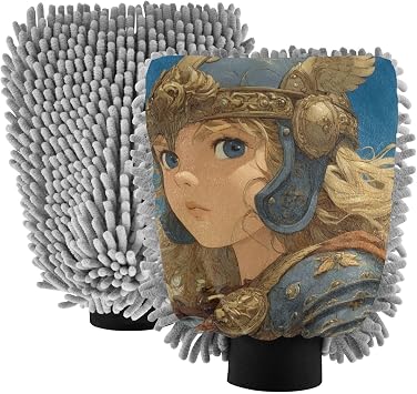 AIXIWAWA Viking Warrior Print Car Wash Mitt Washing Glove Scratch Free Water Absorbent 2 Pack Large