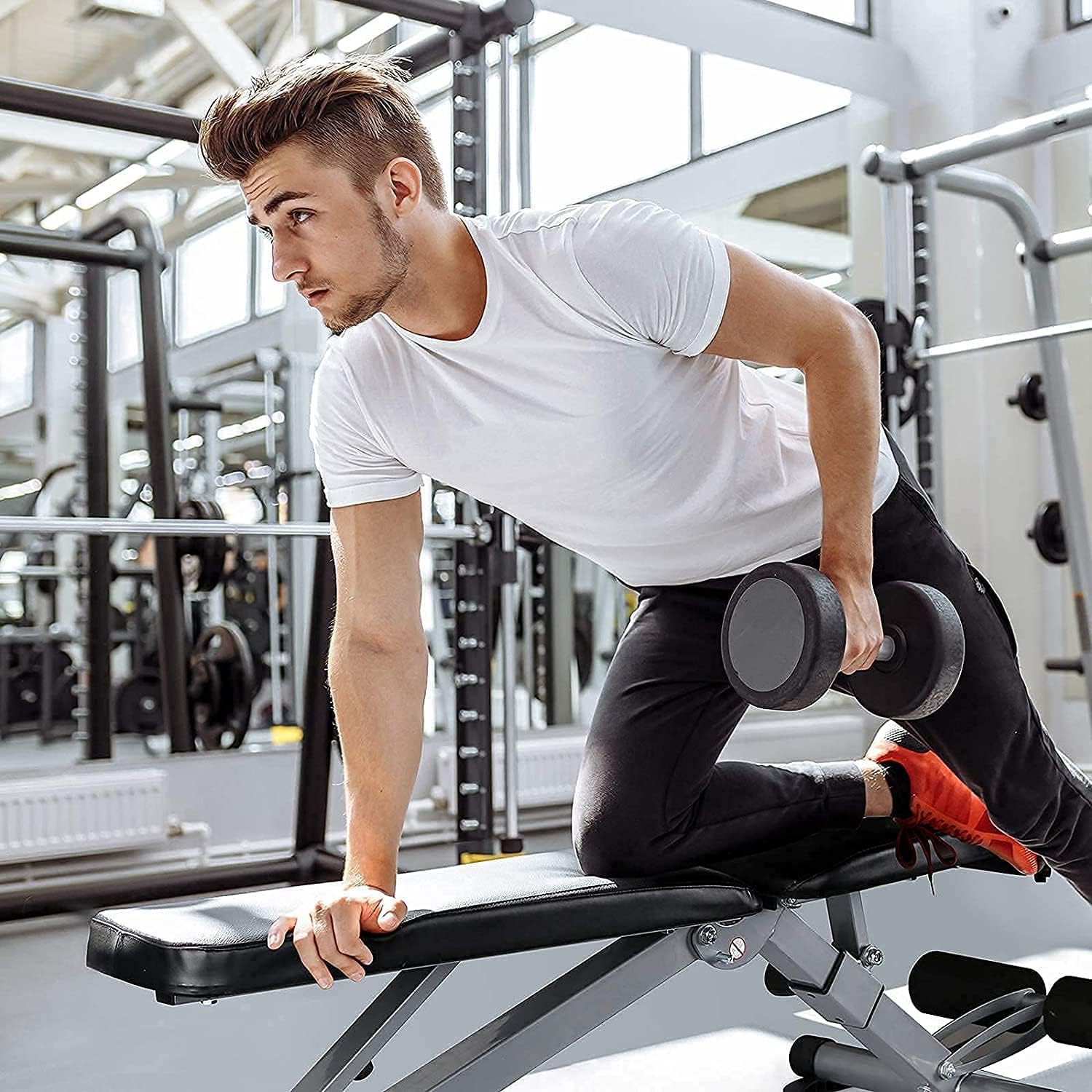 RitFit Adjustable/Foldable Utility Weight Bench for Home Gym, Weightlifting and Strength Training - Bonus Workout Poster with 35 Total Body Exercises