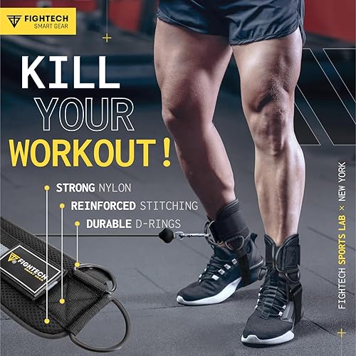 Miniatura 14 de FIGHTECH Ankle Straps Cable Machine Attachment for Gym - Cable Kickback Ankle Straps - Padded Ankle Cuffs for Glute Kickbacks and Leg Workouts