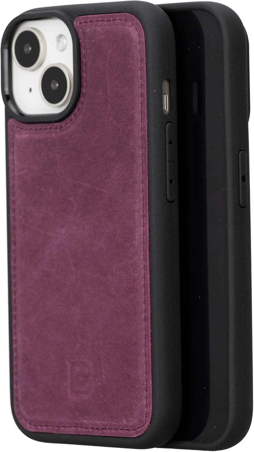 BOULETTA Compatible with iPhone 15 Case Magsafe Compatible Full Grain Leather Soft Snap-on Back Cover, Slim, Protective Shockproof Phone Case 6.1 inches, Purple