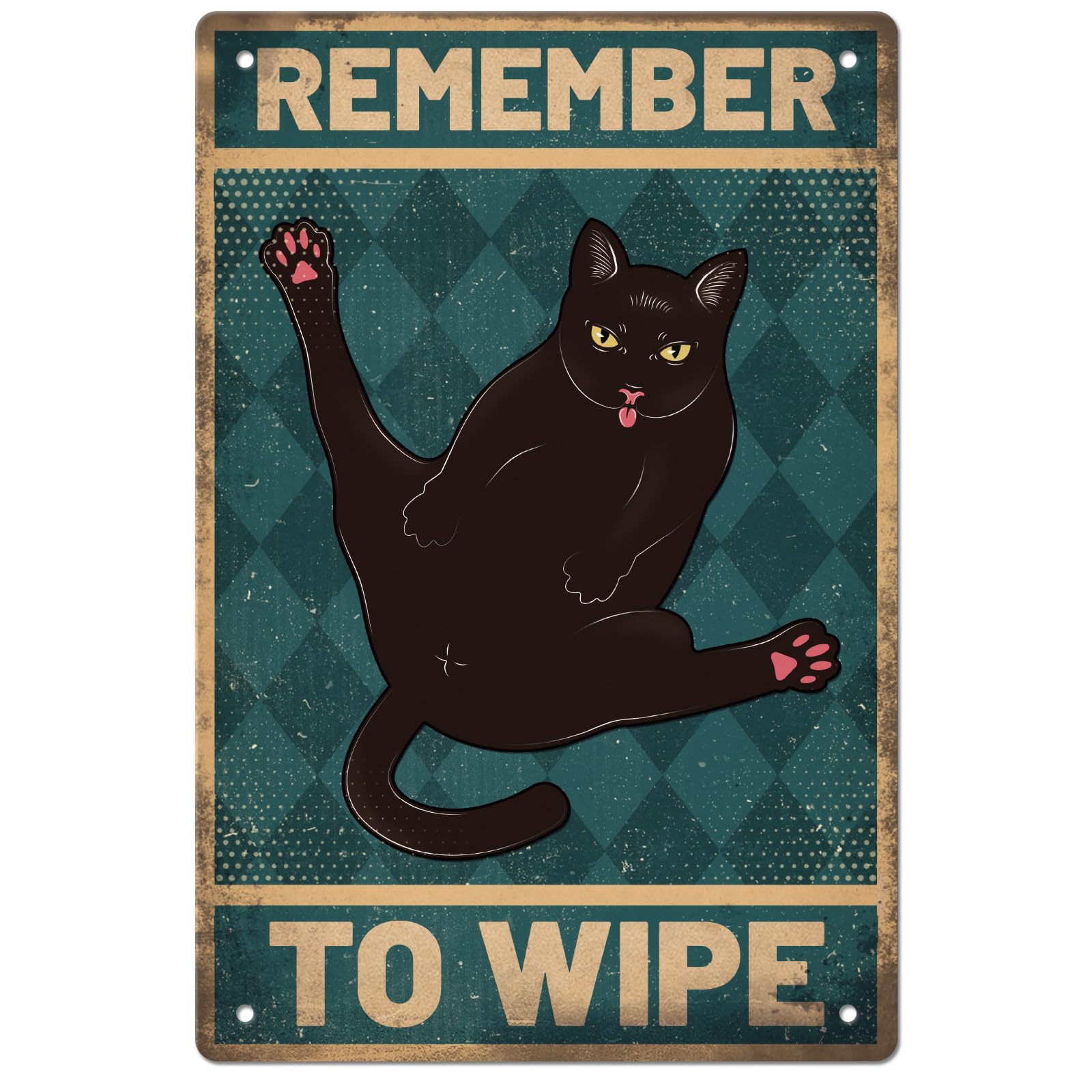 GLOBLELAND Metallschild – Lustige Katzen-Warnung „Tür Zuhalten!“, 30x20 Cm, Schwarz, Vintage