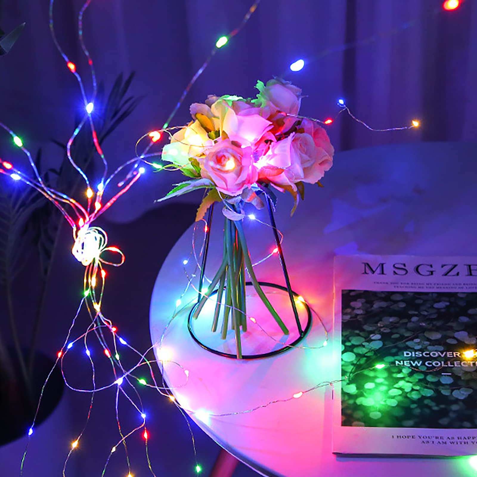 Guirlandes lumineuses de rideau de fenêtre scintillantes guirlandes lumineuses à suspendre pour décoration de chambre à coucher avec 8 modes de lumières de Noël alimentées par USB pour fête de maria
