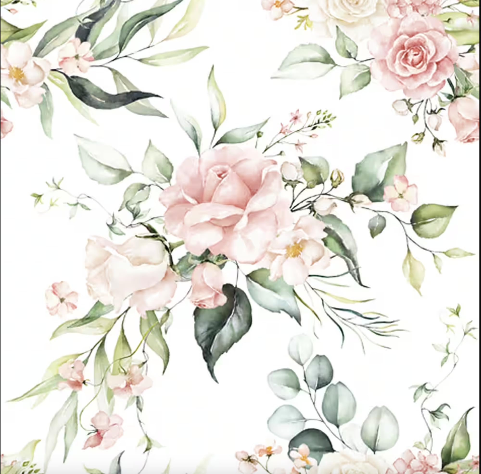 Set of 2 Individual Decoupage Paper Party Napkin Pale Pink Roses Flowers Watercolor Decor Luncheon Napkins for a Birthday Holiday, Wedding, Cocktail Party