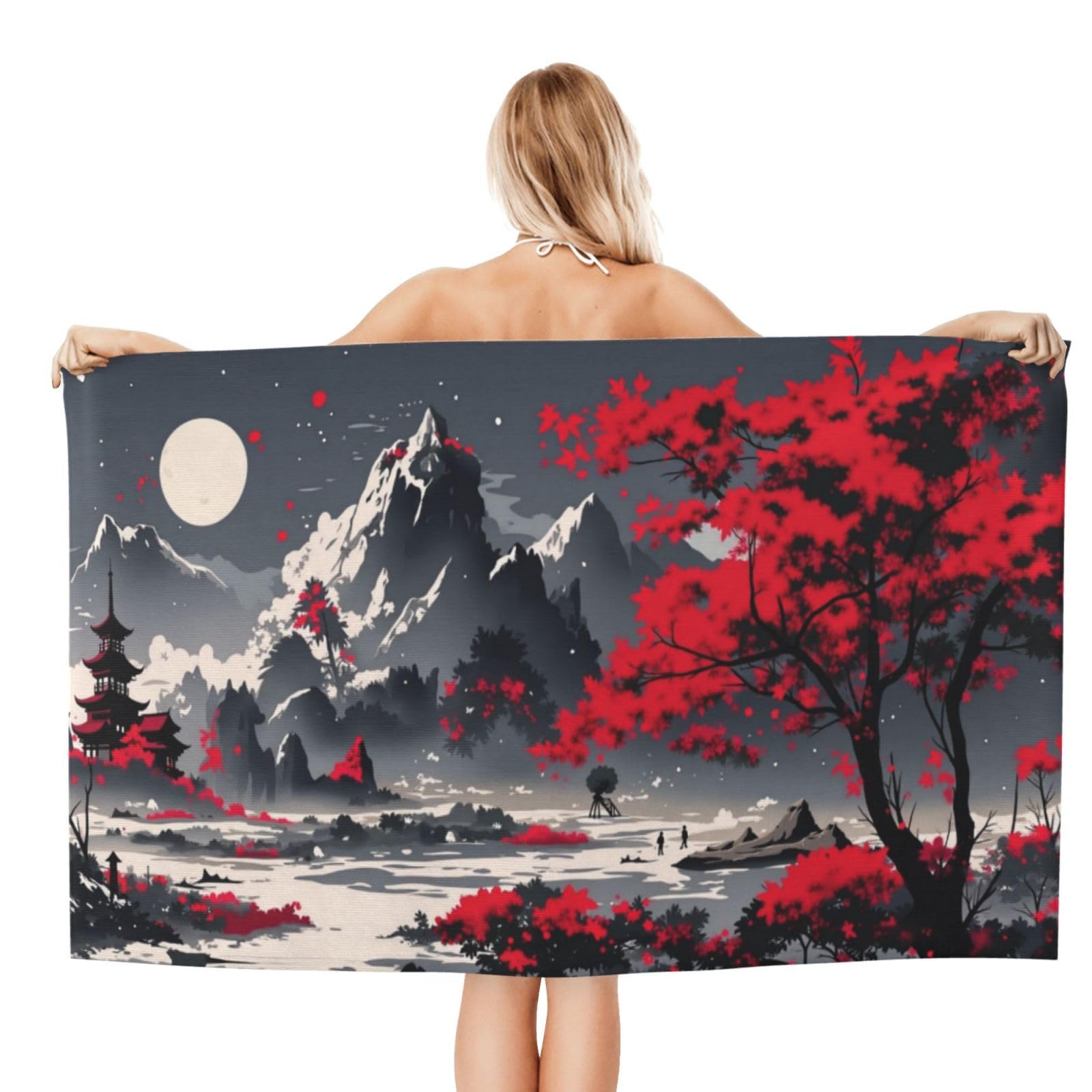 Anceky Beach Towel for Women, Mountain Sand-Free Microfiber Ultra Soft Lightweight Bath Towels for Outdoor Bathroom Swimming 32"X52"
