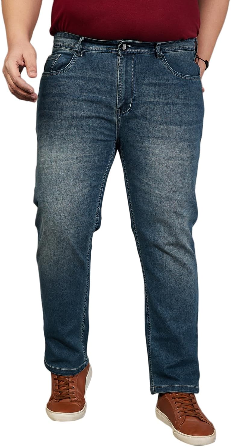 BigbananaPlus Size Men's Regular Fit Washed Jeans