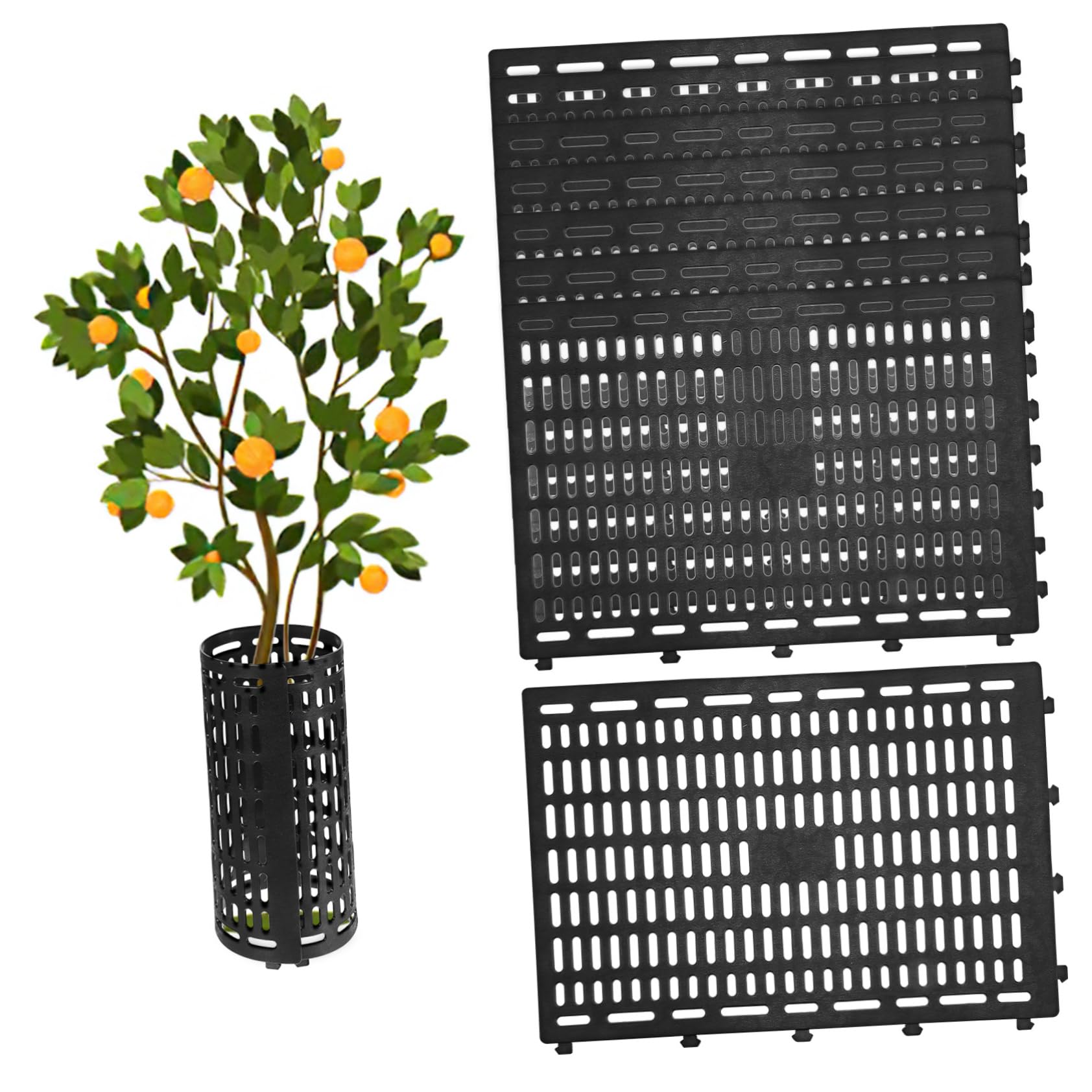 8pezzi Protezione per Tronchi Albero Nera da Protezione Versatile per Alberelli e Piante Design Espandibile e Drenaggio Efficiente Barriera Contro Danni Ambientali e Animali