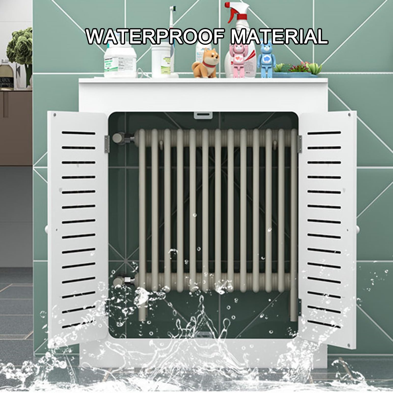 Moderno estante de calefacción con 2 puertas, protector de vapor, para 90 x 60 x 15 cm, para decoración del hogar