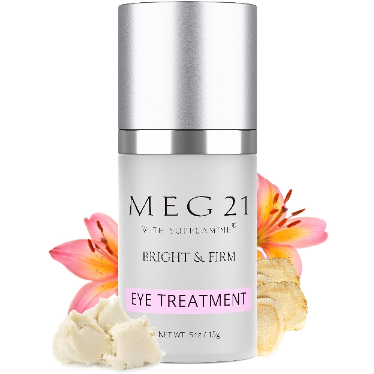 MEG 21 Bright & Firm Under Eye Cream – Anti-Aging Cream for Dark Circles, Puffiness, Bags, Fine Lines & Wrinkles – Day/Night Eye Moisturizer – Made with Patented SUPPLAMINE (0.5 oz)