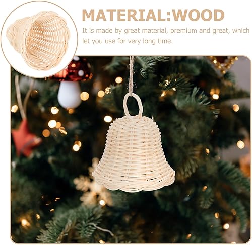 Miniatura 3 de Campana de mimbre de Navidad, campanas de ratán de Navidad, adornos colgantes de cascabel, campanas de árbol de Navidad, colgante para manualidades,