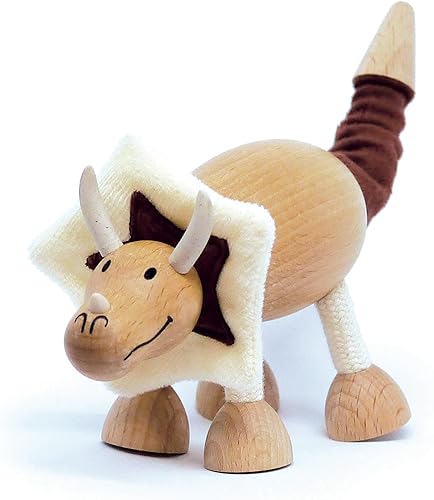 Miniatura 7 de Anamalz Juguete de dinosaurio Brontosaurio de madera para niños pequeños, divertido y posable para el aprendizaje temprano, madera natural lisa,