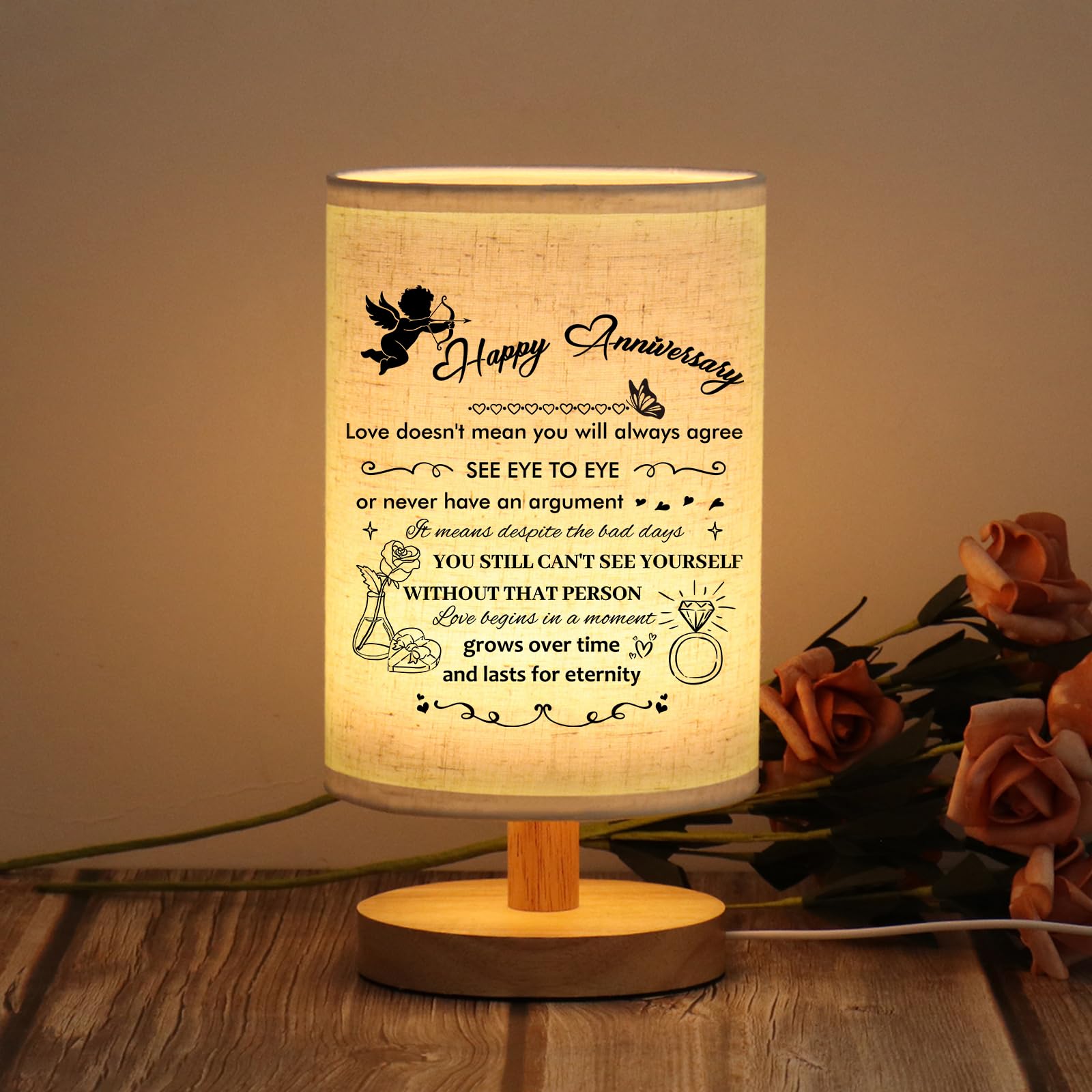 WSYEAR Wedding Anniversary LED Lamp Gifts for Couple Parents, Happy Anniversary Marriage Gifts for Wife Husband Him Her Men Women with Night Light Romantic Presents for Girlfriend Boyfriend — image 1