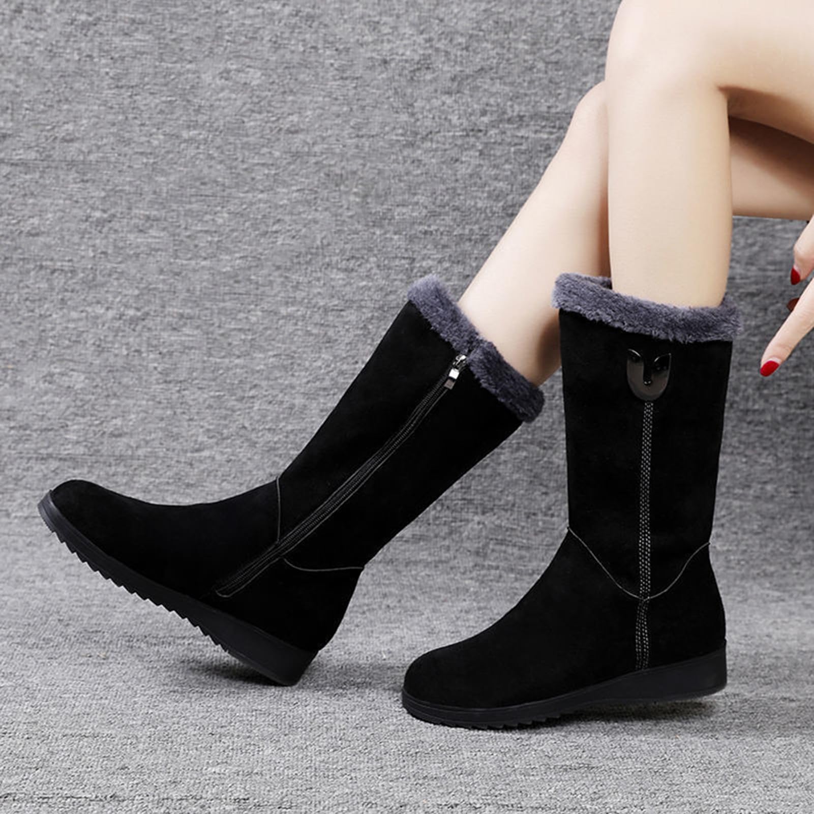 Generisch Botas de nieve de invierno para mujer, impermeables, cálidas, cómodas, aisladas, medias, botas de invierno impermeables y antideslizantes para clima frío