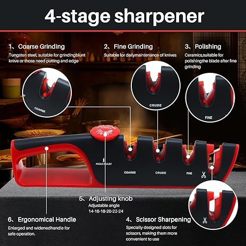 Miniatura 6 de Afilador de cuchillos de cocina 4 en 1 ajustable de 14 a 24, ayuda a reparar, restaurar y pulir cuchillas el mejor afilador de cuchillos de cocina