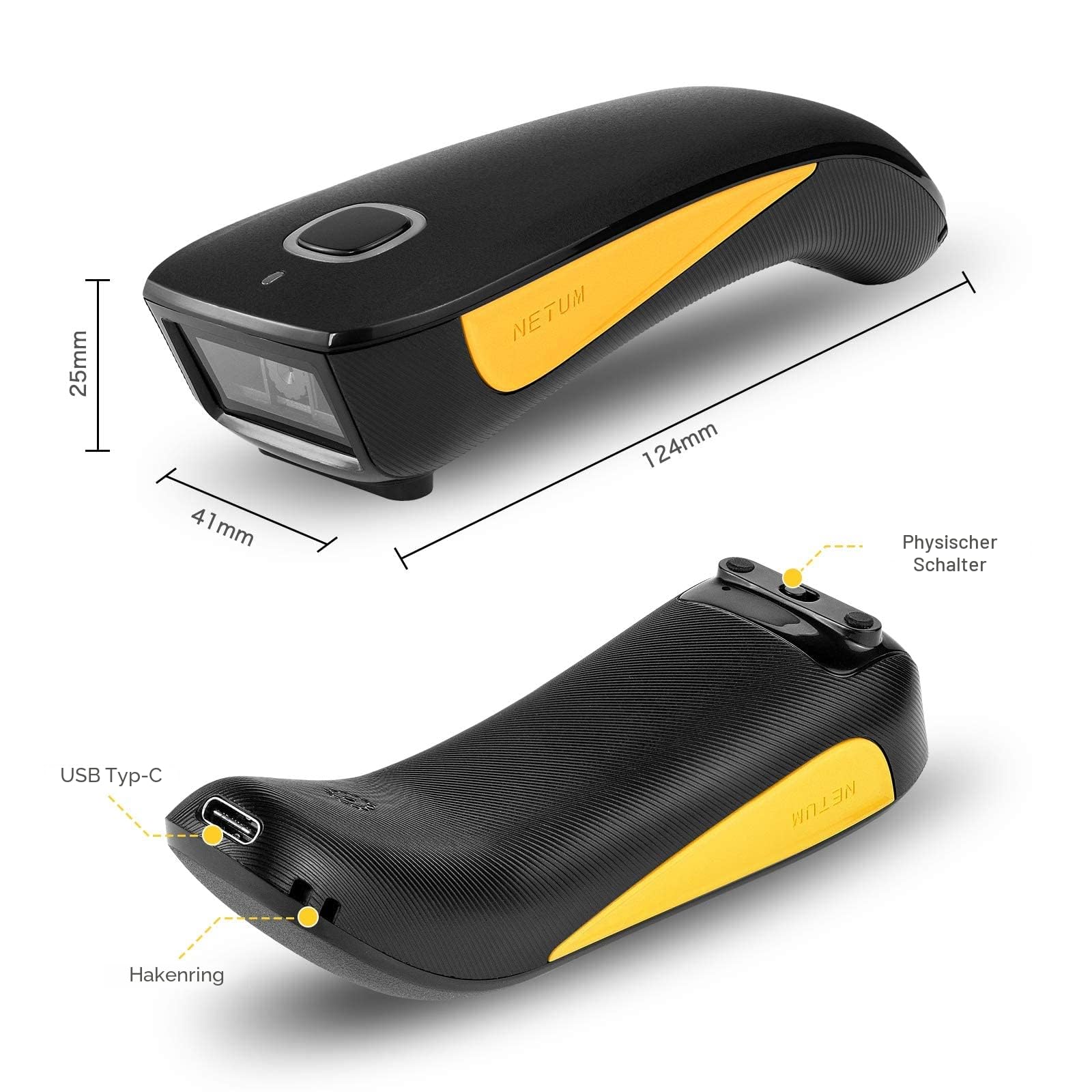 NETUM C750 Wireless Barcode Scanner Bluetooth 1D 2D QR Code für Inventar, Tablet iPhone iPad Android iOS PC POS