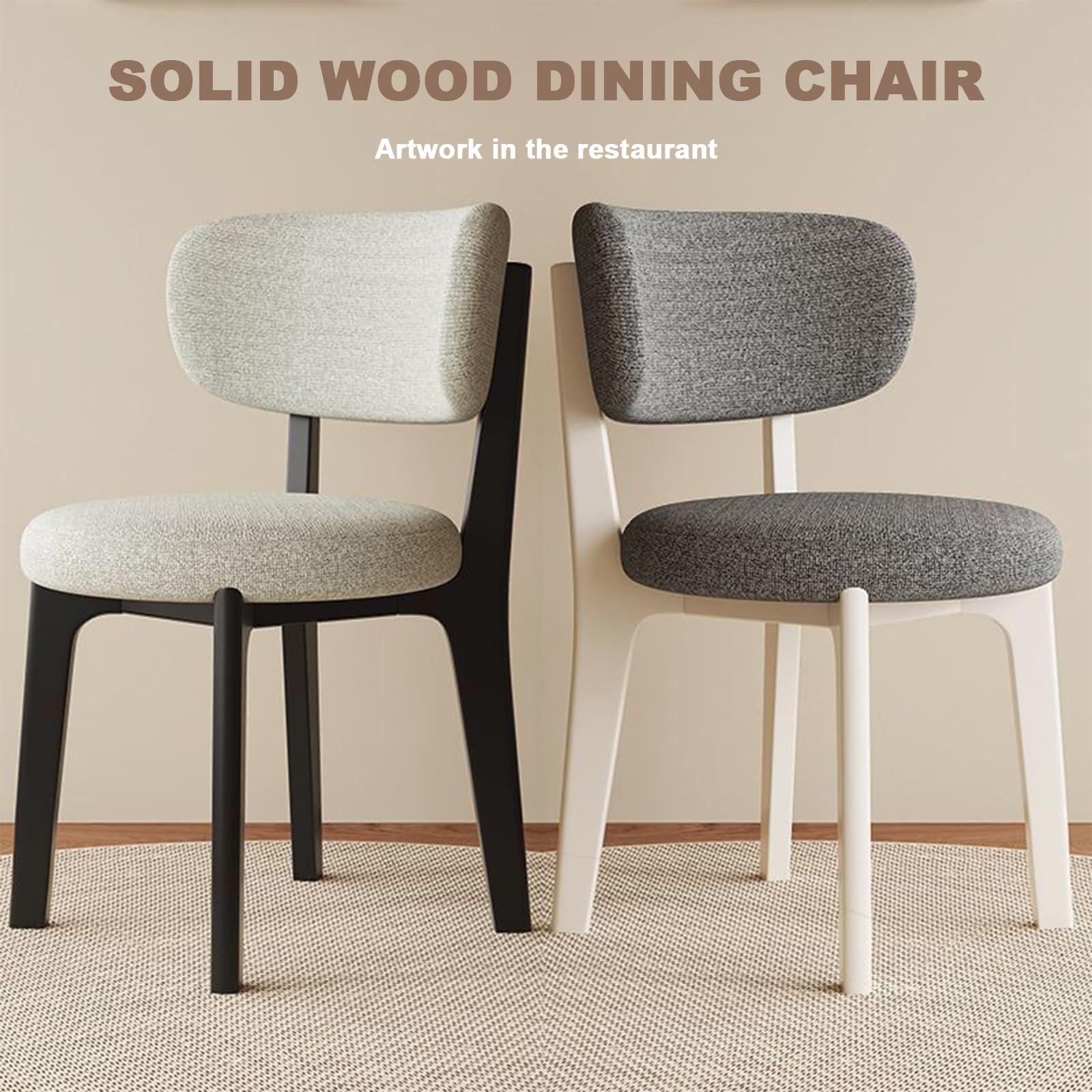Set di 2 sedie da pranzo moderne, struttura in legno con classico cotone e lino, sfoderabili e lavabili, perfette per cucina e ristorante, nero e grigio scuro