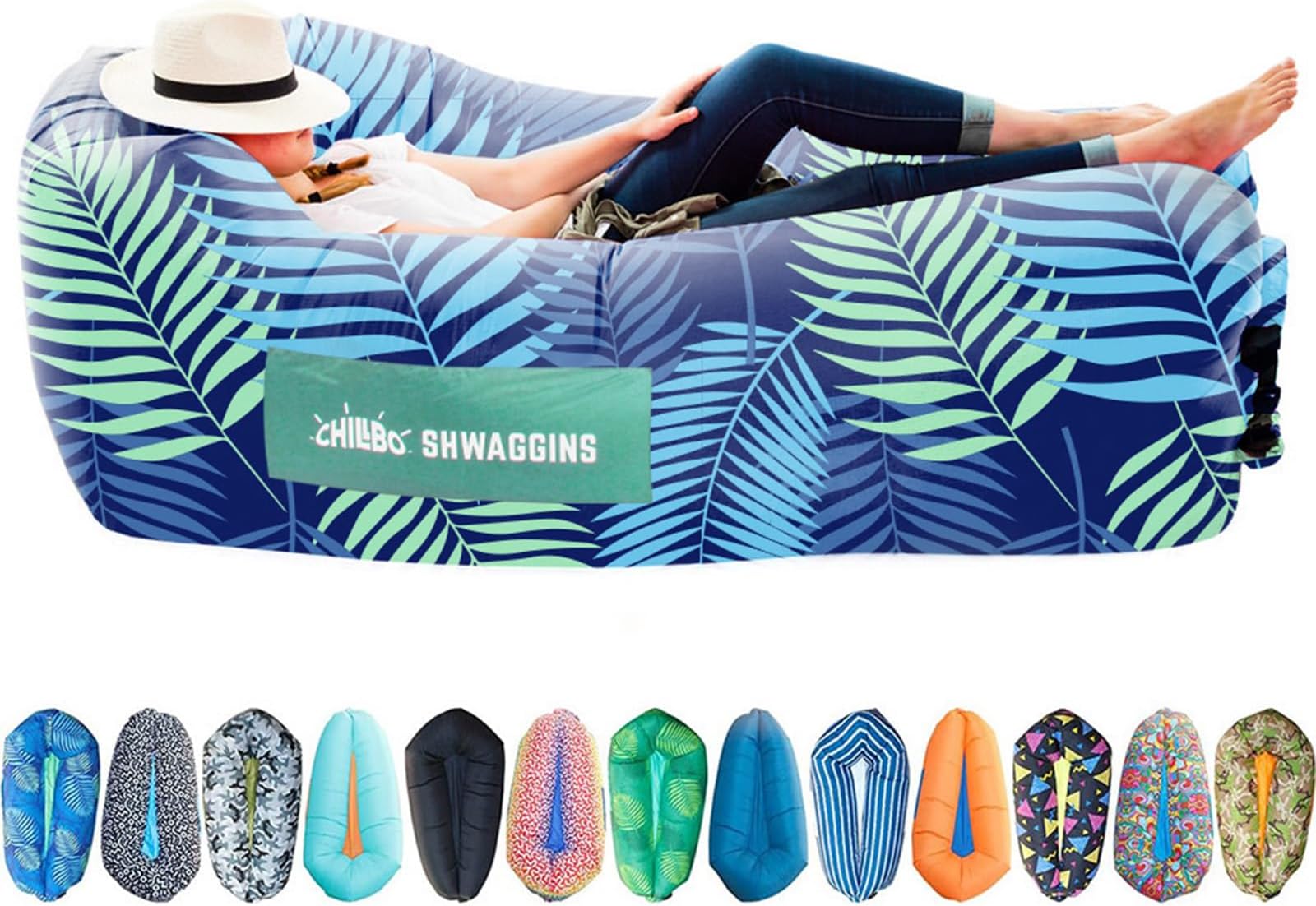 Chillbo Shwaggins Inflatable Couch – Cool Inflatable Lounger Easy Setup Inflatable Chair is Perfect for Beach Gear, Camping Fun and Festival Accessories.