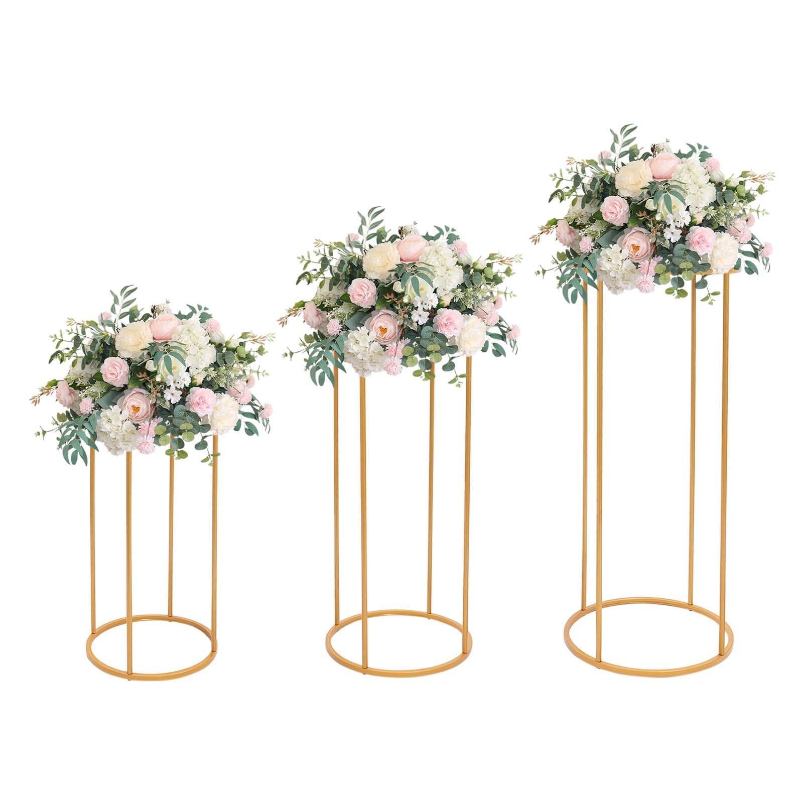 Supporto per Fiori da Matrimonio Dorato da 10 Pezzi, Centrotavola A Colonna con Vaso in Metallo da 23,6", Espositore per Fiori Moderno, per Feste A Casa, Cerimonie
