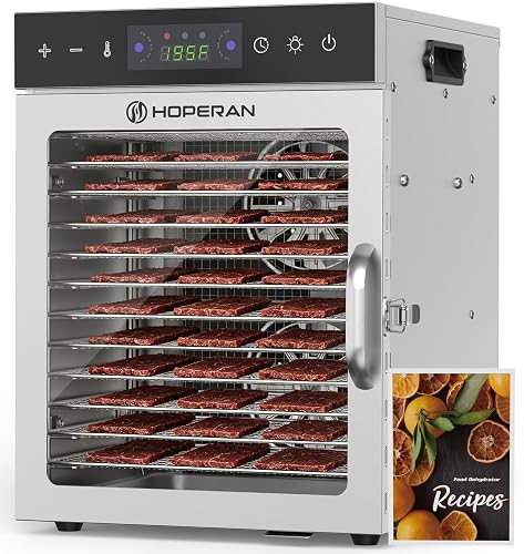 HOPERAN 12 Tray Food Dehydrator Machine Stainless Steel